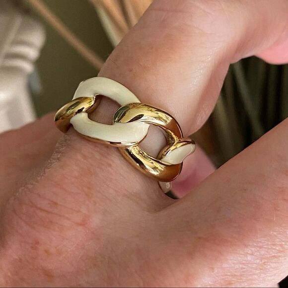 Gold & Epoxy Stainless Steel Braided Ring - Picture 5 of 9